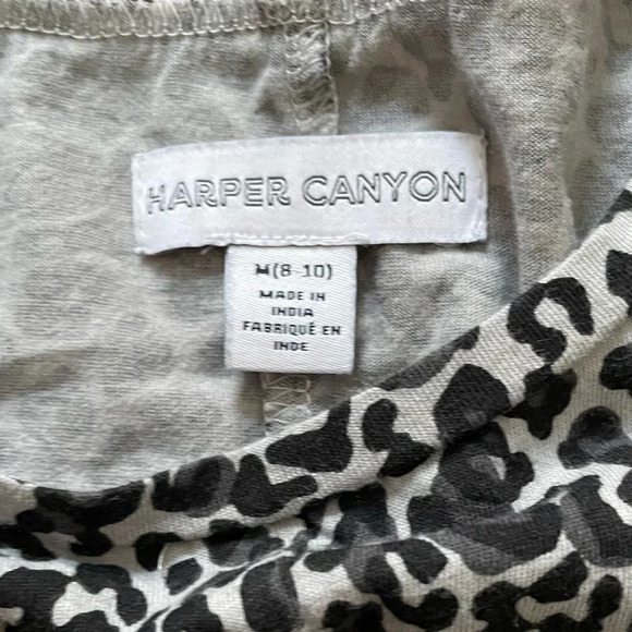 4/$25 Harper Canyon Gray Leopard Print Long Sleeve Dress Size Medium / 8 A-Line - Picture 3 of 4